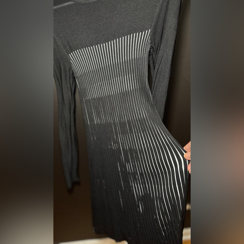 Zara Elegant Black and White Striped Dress